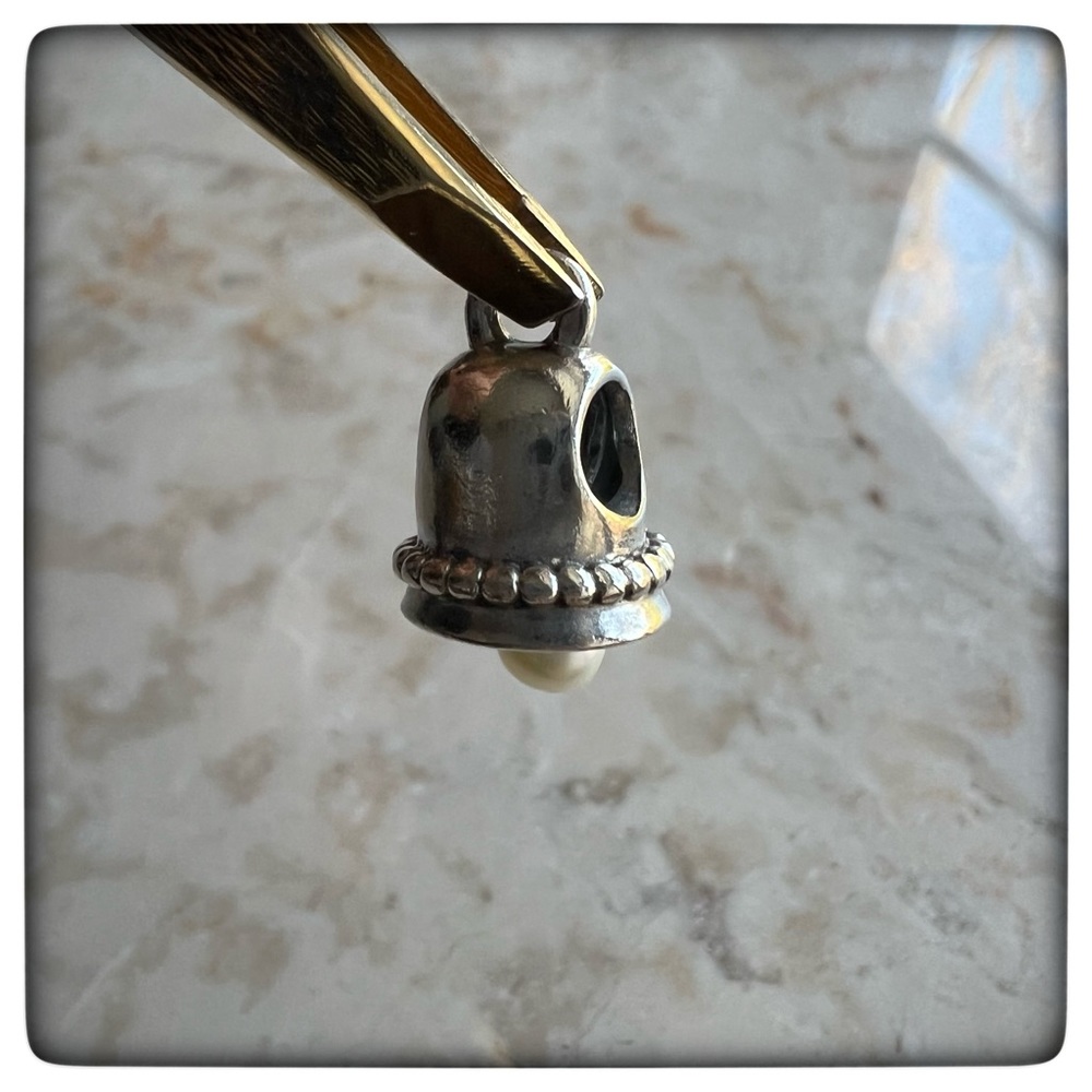 PANDORA Sterling Silver Bell Pearl Dangle Charm